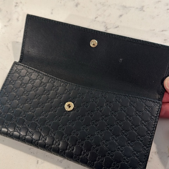 GUCCI Long Bi-fold Wallet Micro Guccissima Black Leather 449393 GG TT-13261 - Picture 3 of 6